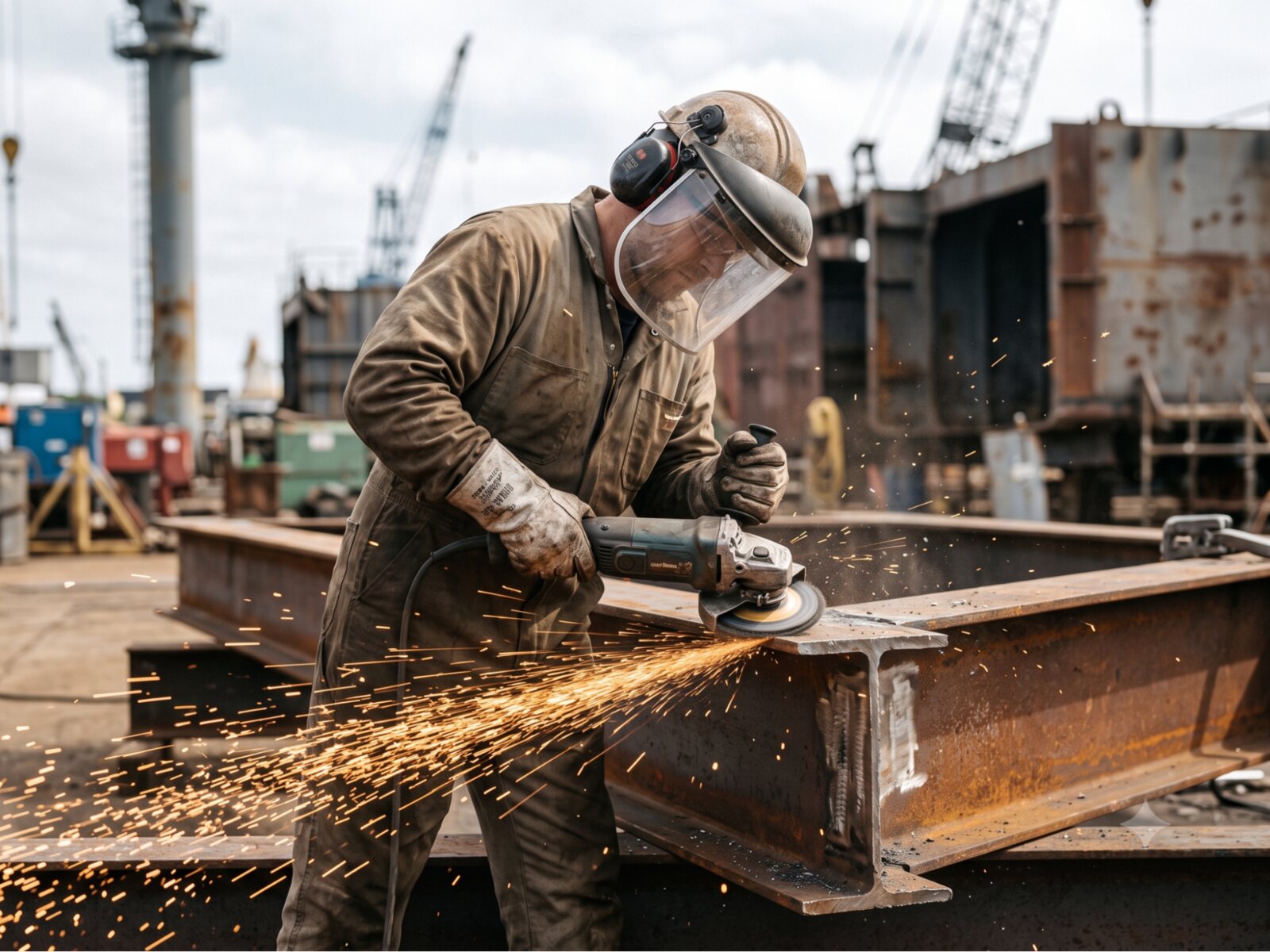SSPC-SP3 power tool cleaning of structural steel with an angle grinder